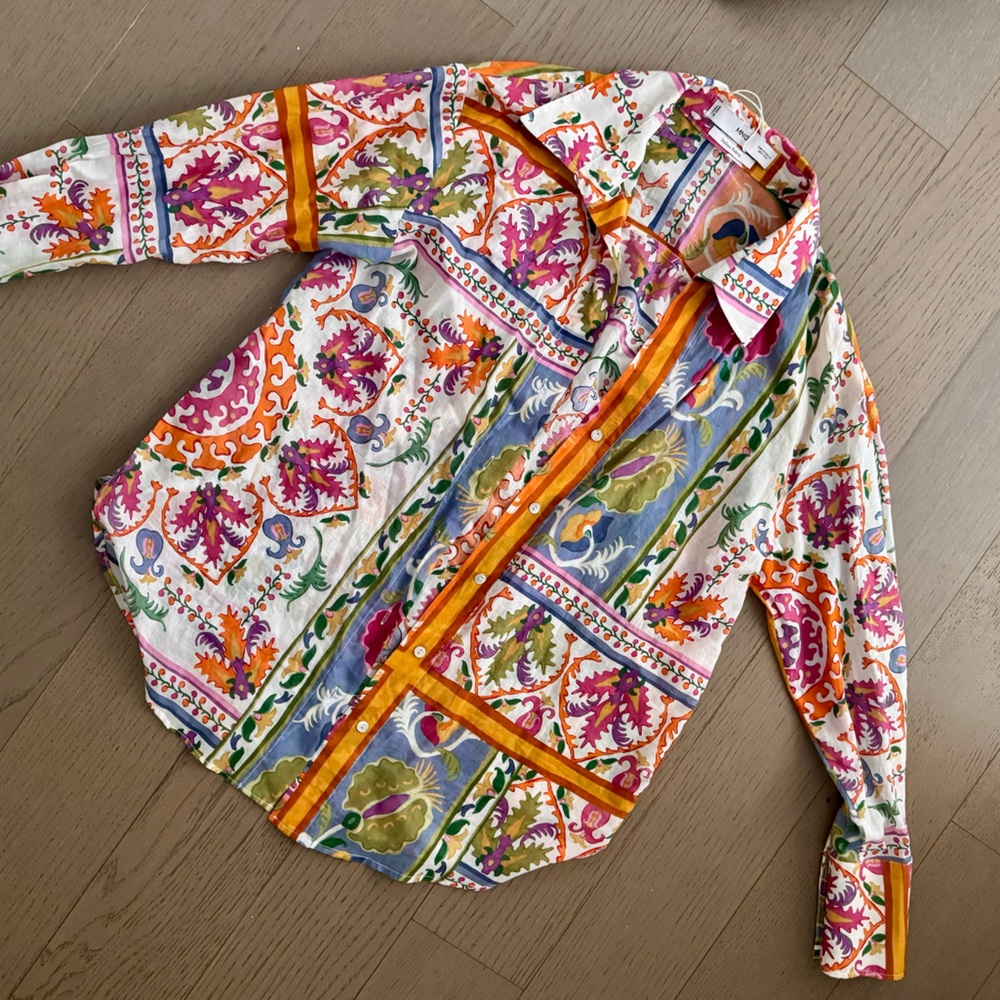 Mango Multicolor Floral Button-Up Top
